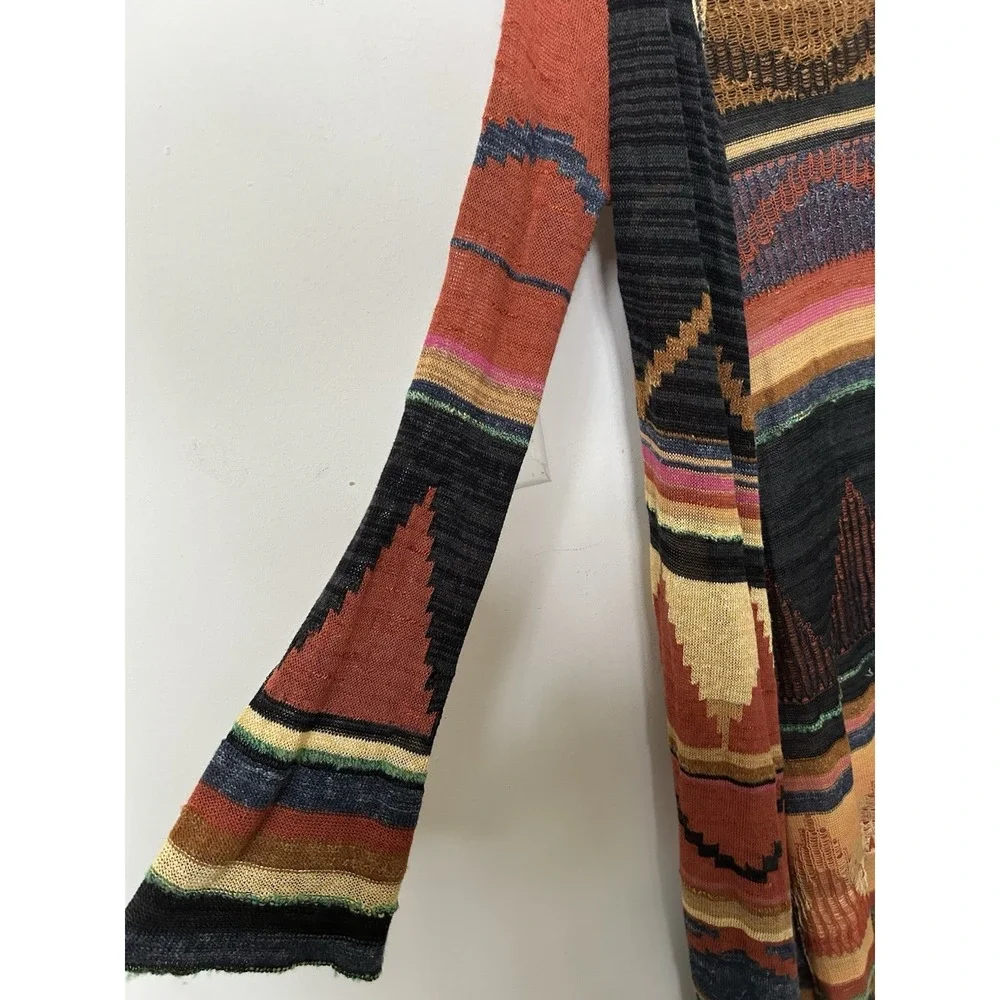 Free People Aztec Lima Duster Cardigan L Hooded Southwestern Boho Festival Wool